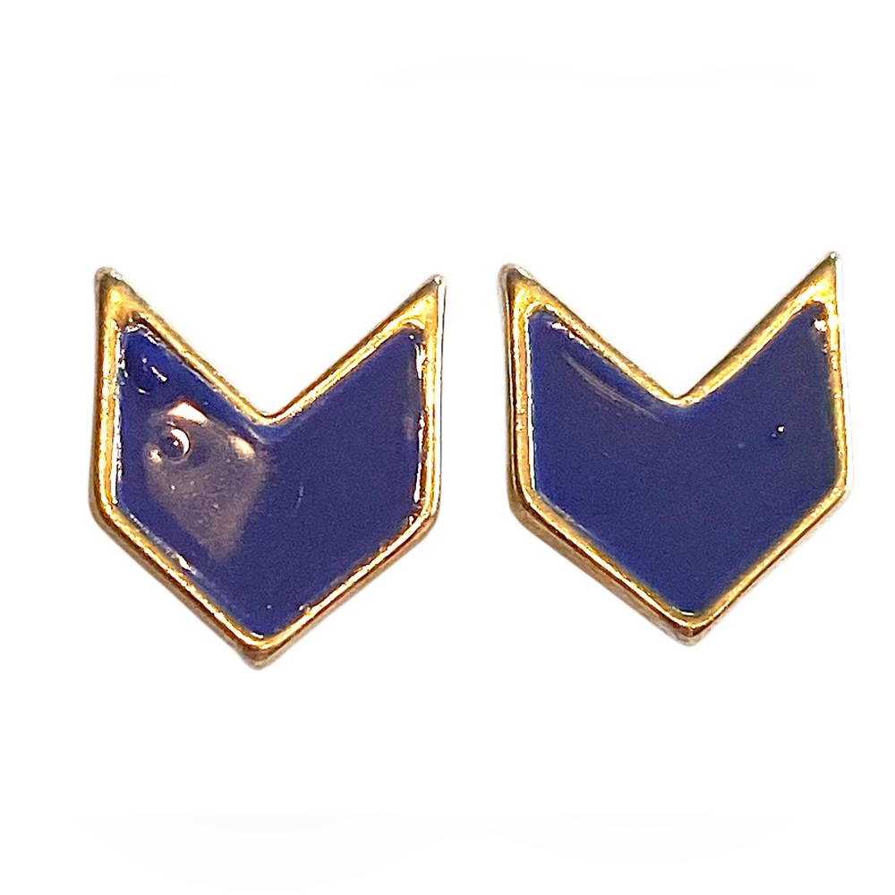 Chevron earrings dainty blue gold Geranium